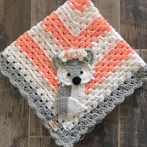 Kocyk dla dziecka szydełkowany - Kocyk dla dziecka - Ręcznie robiony kocyk dla dziecka - Kocyk dla dziecka Fox - Szydełkowany kocyk dla dziecka - Baby Fox