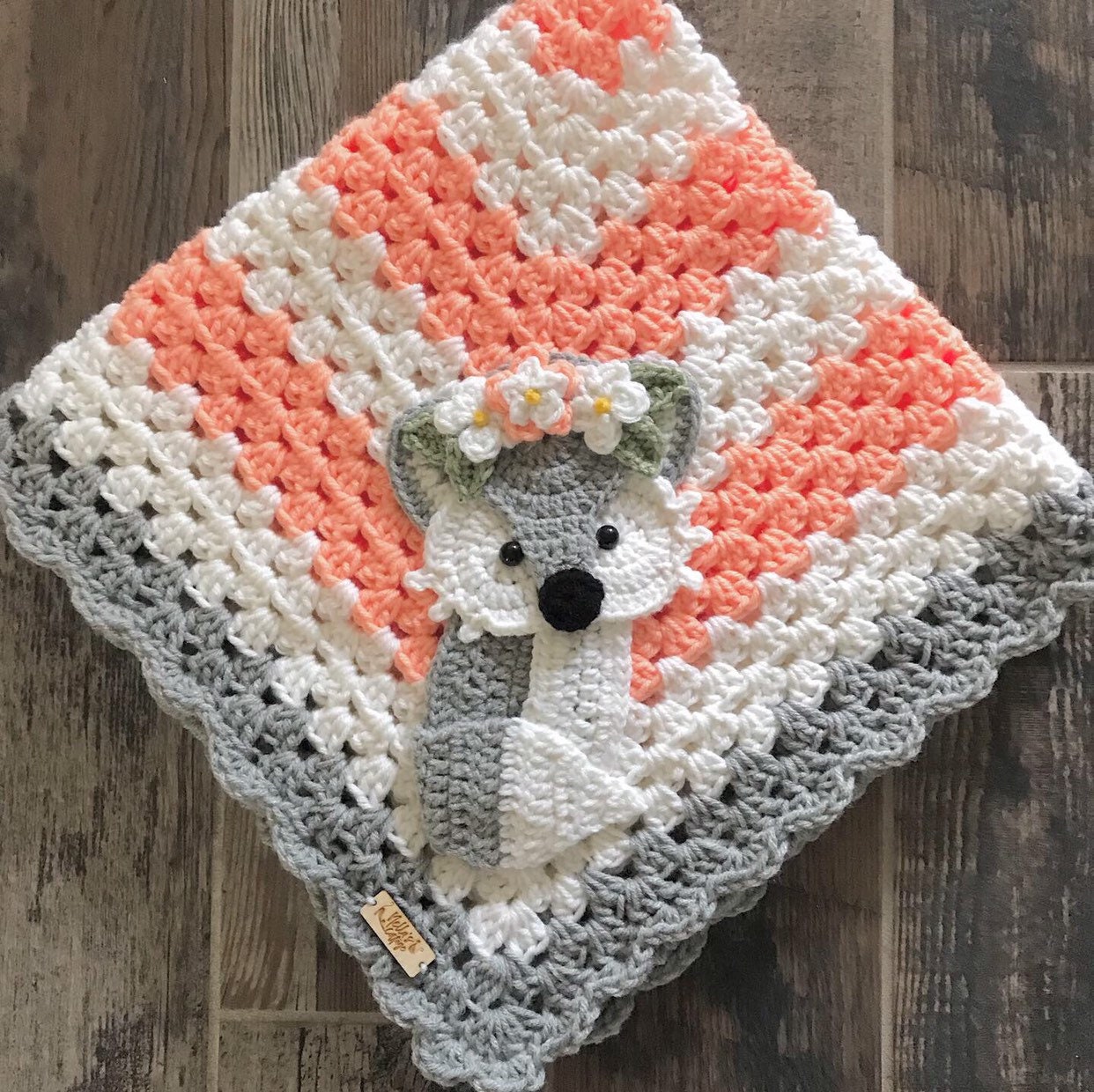 Knitted Fox Baby Pram Blanket