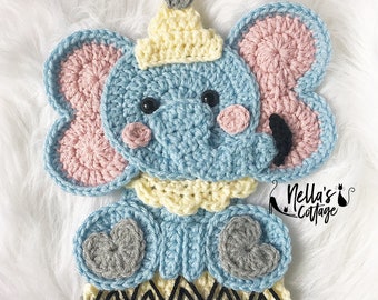 Crochet Pattern - INSTANT PDF DOWNLOAD - Elephant - Circus - Circus Elephant - Vintage Circus Elephant - Nellas Cottage - Vintage - Crochet