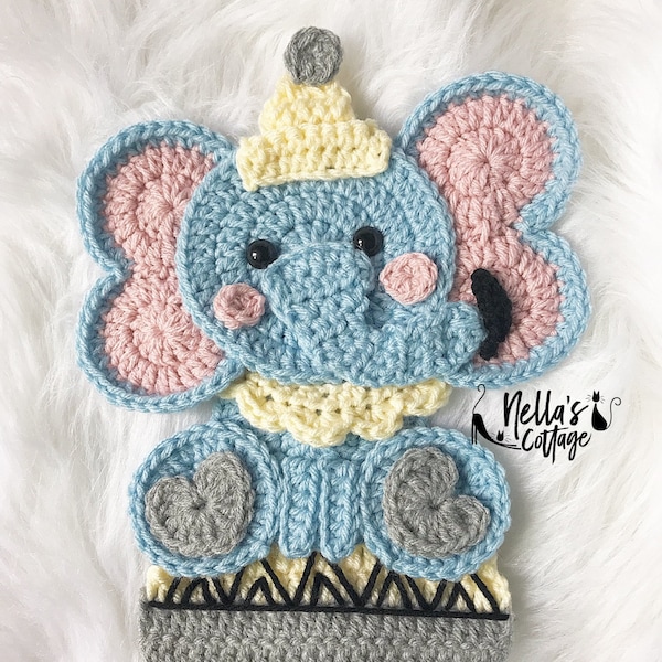 Crochet Pattern - INSTANT PDF DOWNLOAD - Elephant - Circus - Circus Elephant - Vintage Circus Elephant - Nellas Cottage - Vintage - Crochet