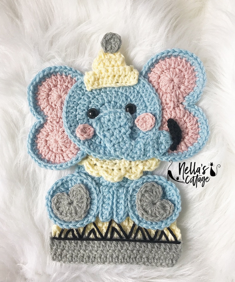 Crochet Pattern INSTANT PDF DOWNLOAD Elephant Circus Circus Elephant Vintage Circus Elephant Nellas Cottage Vintage Crochet image 1