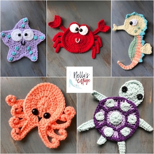 Crochet Pattern - INSTANT DOWNLOAD  - Crochet Pattern - Crochet - Octopus - Seahorse - Turtle - Starfish - Crab - Patterns - Baby