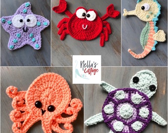 Crochet Pattern - INSTANT DOWNLOAD  - Crochet Pattern - Crochet - Octopus - Seahorse - Turtle - Starfish - Crab - Patterns - Baby