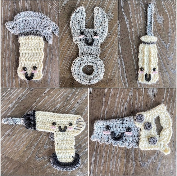 Crochet Tool Set Appliques Pattern - Beginner Friendly (PDF Download)