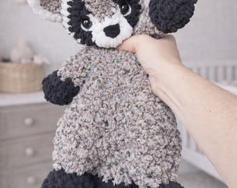 Crocheted Raccoon Plushie - Stuffed Animals - Nellas Cottage - Raccoon Toy - Baby Raccoon - Raccoon Plushie