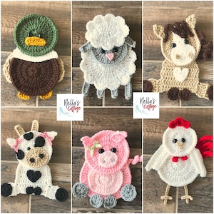 Crochet Pattern Farm Animal Patterns INSTANT PDF DOWNLOAD Crochet Appliques Applique Patterns Horse Cow Pig Duck Chicken zdjęcie 1