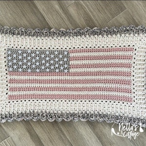 Crochet Pattern - INSTANT PDF DOWNLOAD  - Baby Blanket - Nellas Cottage - Crib Mat - Crib Blanket - Stroller Blanket - American Flag - usa