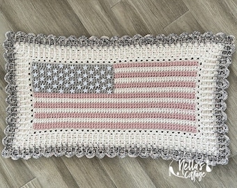 Crochet Pattern - INSTANT PDF DOWNLOAD  - Baby Blanket - Nellas Cottage - Crib Mat - Crib Blanket - Stroller Blanket - American Flag - usa