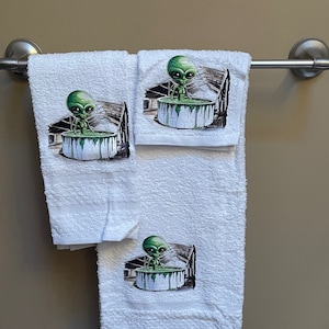 Bathing Alien wash rag, hand towel, bath towel set or individual - bathroom decor