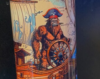 Bigfoot pirate ship old map and compass tumbler - 20 oz.