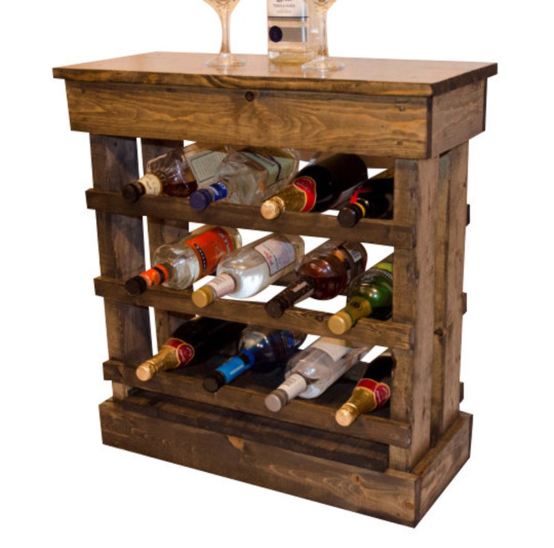 Rustic wine rack floor with light holds 12 bottles Etsy