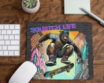 Skateboarding Sasquatch Neoprene Mousepad