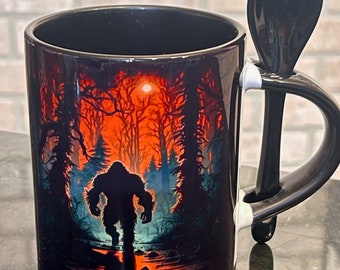 Bigfoot moonlit swamp mug with spoon
