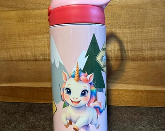 Unicorn Crossing 12 oz kids tumbler with pop-up straw