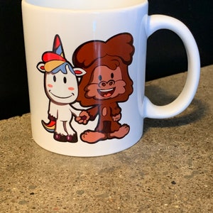 Squatchin&#39; Country Sasquatch and Unicorn coffee mug &quot;Imaginary Friends&quot;