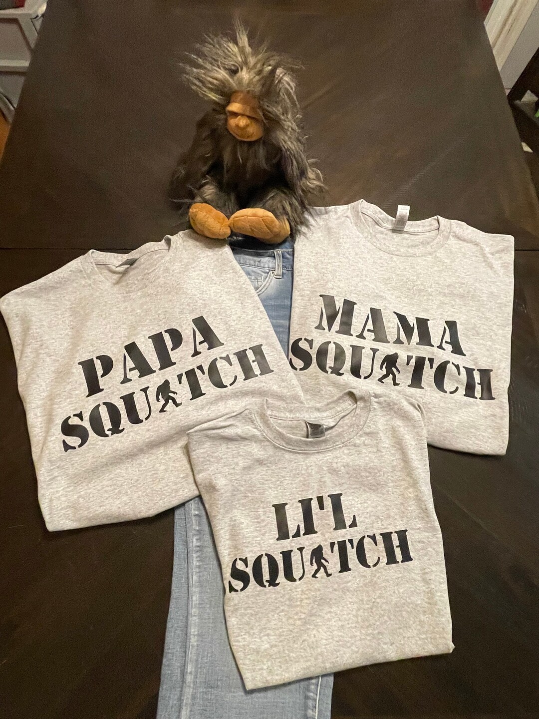 Bigfoot Family T-shirt – Papa, Mama, Li'l Squatch Grey Tee - Etsy