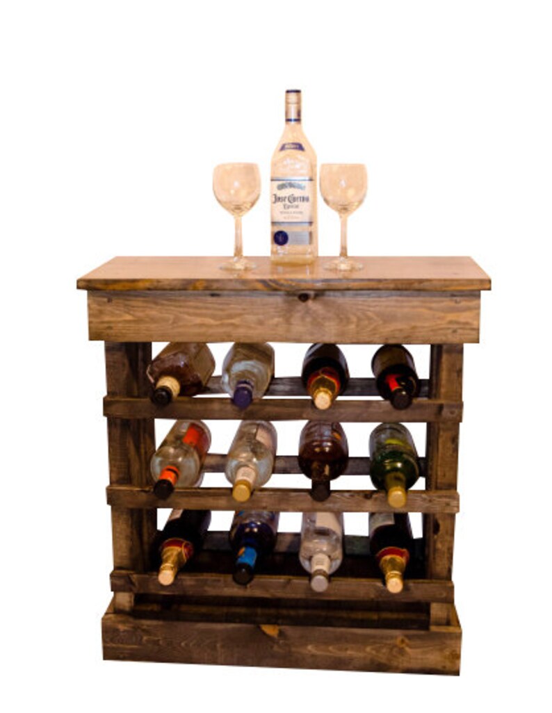 Rustic wine rack floor with light holds 12 bottles Etsy