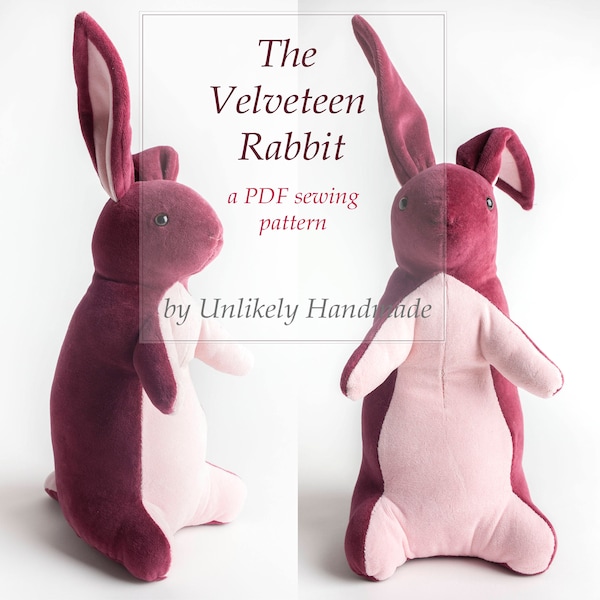 Patron de couture lapin en velours | Animal en peluche lapin lapin | Peluche | Patron PDF | Patron de couture