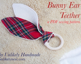 Bunny Ear Teether PDF Sewing Pattern | Baby Toy | Wooden Teether Ring | Natural Teether | Eco Toy | PDF Pattern | Easy Sewing Pattern