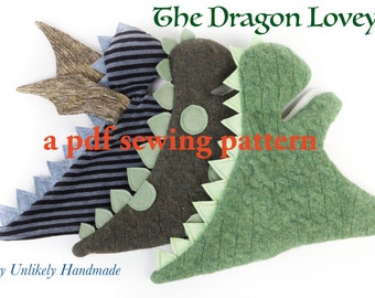 Dragon Lovey PDF Sewing Pattern with variations for Stegosaurus and Winged Dragon | Security Blanket | Cuddle Doll | Baby Toy | Dinosaur