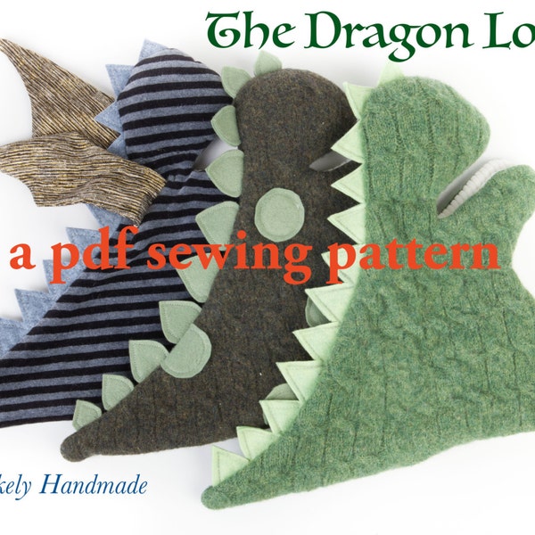 Dragon Lovey PDF Patron de couture avec variations pour Stegosaurus et Dragon ailé | Couverture de sécurité | Poupée câline | Jouet bébé | Dinosaure