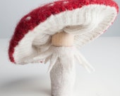 Mushroom Person, Wool Peg Doll Waldorf Toy, Amanita Muscaria, Toadstool Mushroom Doll