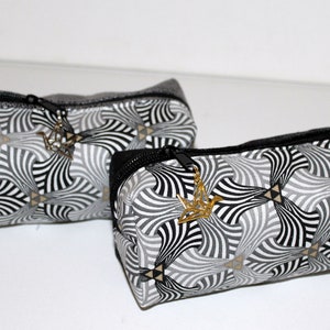 Trousse scolaire maquillage en similicuir vieilli noir ou gris motif ethnique  Livraison rapide