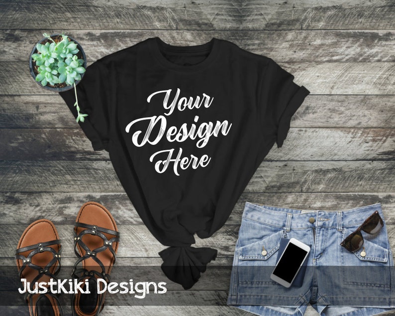 Mockup Flat lay shirt Black T-shirt mock up womans t | Etsy