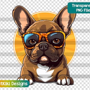 Frenchie PNG, französische Bulldogge Clipart, cooler Frenchie mit Sonnenbrille, niedlicher Hund PNG, Sublimationsdesigns, digitaler Download, kommerzielle Nutzung