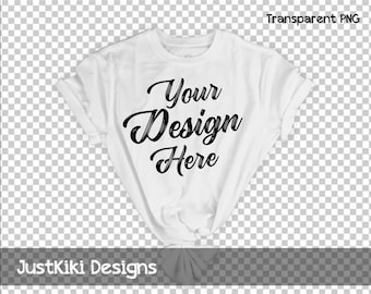 White T-Shirt Mockup: Flat Lay PNG with Transparent Background