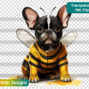 Niedliche Hummel Frenchie PNG, französische Bulldogge Halloween Kostüm Clipart, niedlicher Hund PNG, Sublimationsdesigns, digitaler Download, kommerzielle Nutzung