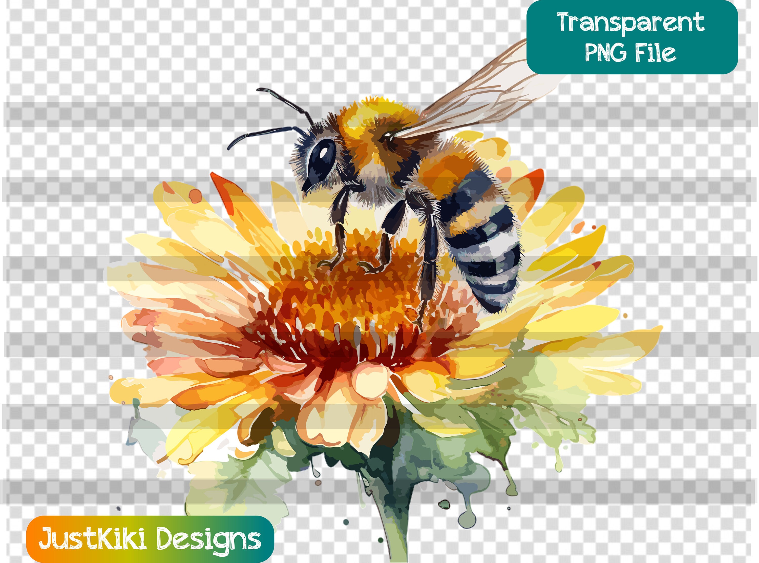 Watercolor Honey Bee Clipart: Floral PNG Bundle (digital Download) - Etsy