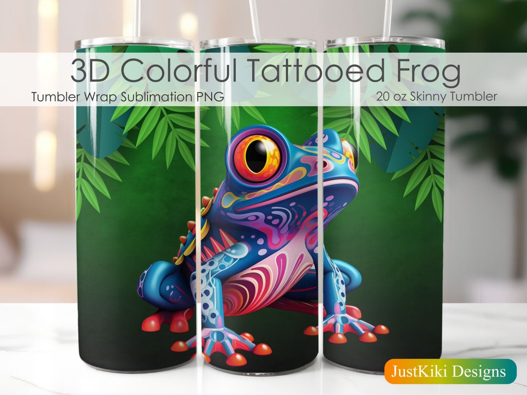 3D Tattooed Frog Tumbler Sublimation Design, Downloadable Tumbler Wrap ...