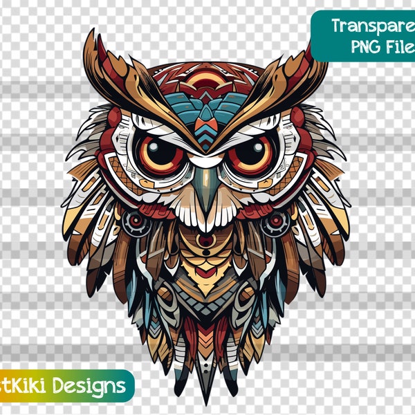 Tribal Owl PNG, American Indian Art, Western Aesthetic, Downloadable Clipart, Sublimation Files, Digital Download, Designer Commercial Use