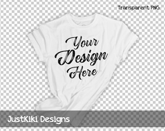 White T-Shirt Mockup: Flat Lay PNG with Transparent Background (Digital Download)