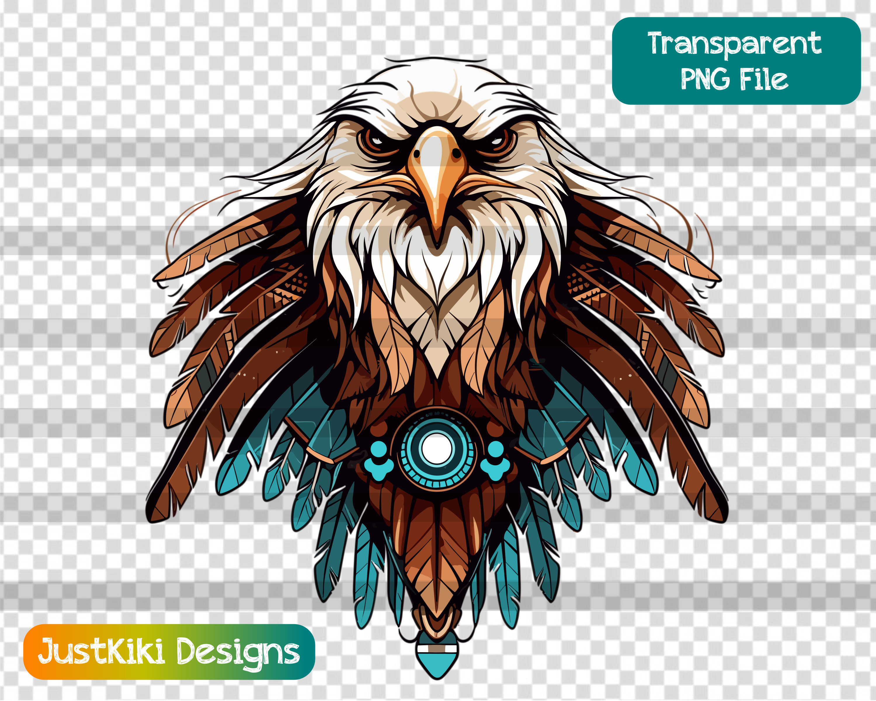Tribal Eagle PNG, American Indian Art, Western Aesthetic, Downloadable Clipart, Sublimation Files, Digital Download, Designer Commercial Use