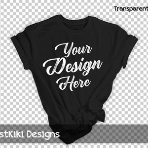 T-shirt mockup - flat lay shirt - black shirt mock up - TRANSPARENT BACKGROUND - black knot shirt