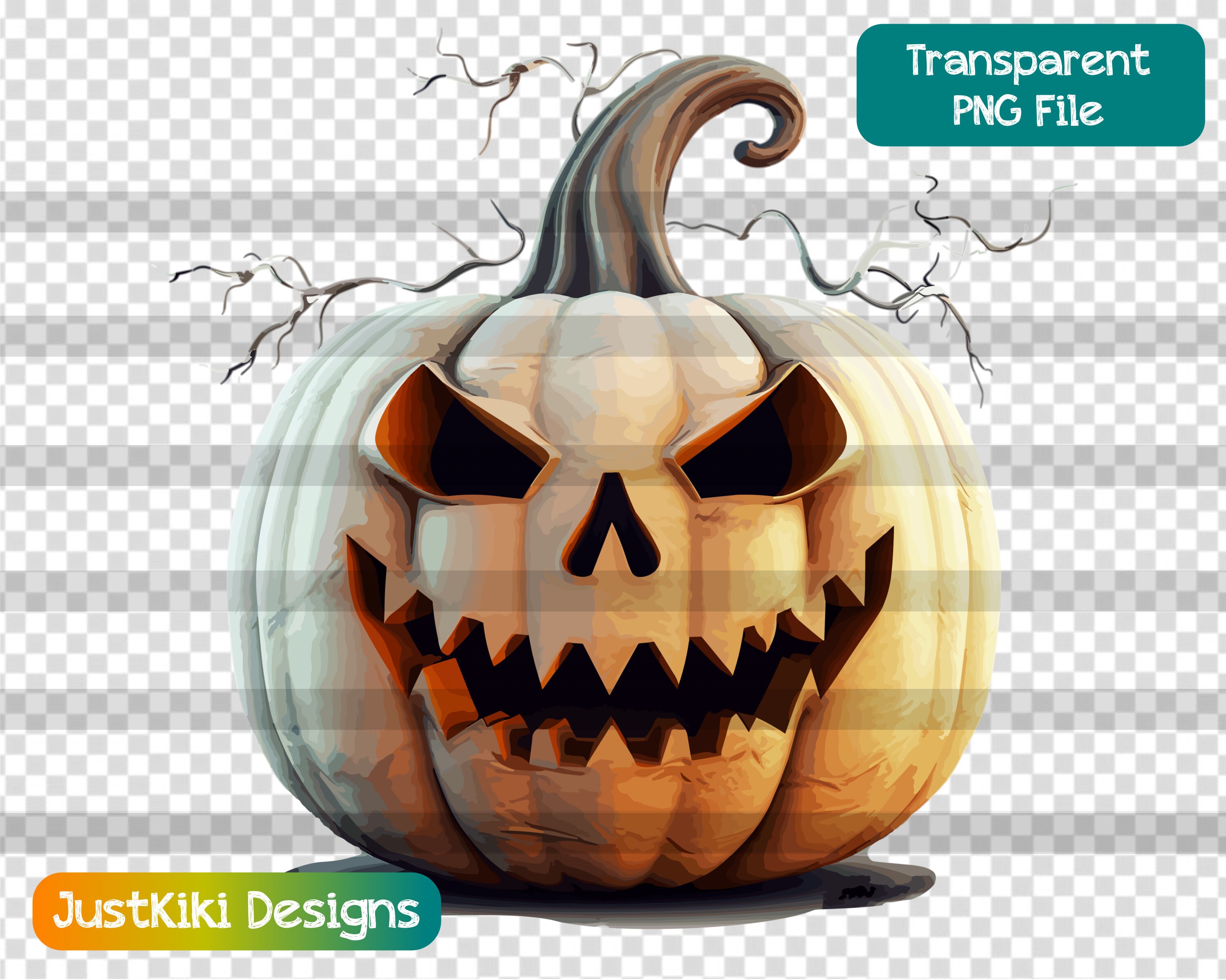 Scary Jack O Lantern PNG Clipart Bundle: Spooky Halloween (digital ...