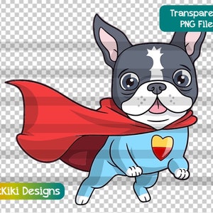 Süßer Frenchie Superheld, französische Bulldogge PNG, Sublimationsdruckdatei, Hundeliebhaber Geschenk, Clipart-Bild, transparente digitale Datei
