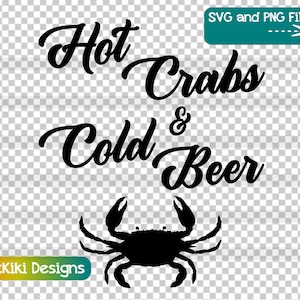 Crab SVG, Maryland Blue Crab PNG, Hot Crabs and Cold Beer Sublimation Clipart, Commercial Use, Instant Download