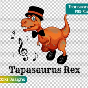 Cute Tap Dancing Dinosaur Clipart, Kid's Tapasaurus Tap Dance PNG Sublimation File, Boys Dance Recital Gift, Commercial License