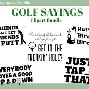 Lot de cliparts golf SVG, dictons drôles de golf, cadeaux de retraite de golf, Images PNG transparentes, fichiers de sublimation, golfeur de fête des pères