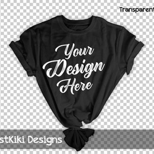 T-shirt mockup - flat lay shirt - black shirt mock up - TRANSPARENT BACKGROUND - black twist shirt
