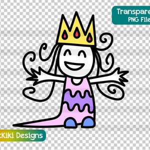 Cute Little Princess Clipart, PNG Files, Sublimation Designs, Commercial Use, Digital Designs, Girls Clip Art, Hand Drawn Kids Art Aesthetic