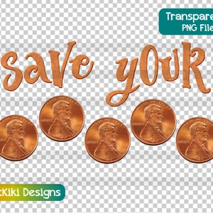 Penny Coin Clipart, Idea de regalo de profesor de matemáticas PNG, Ahorre sus centavos, Planificador financiero, Descarga digital, Archivo de sublimación, Licencia comercial
