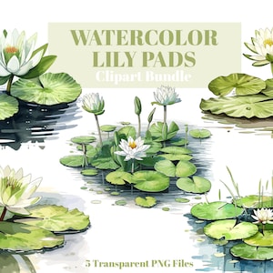 Pacote de clipart de Lily Pad, clipart de lagoa natural, estética de vegetação floral ao ar livre, arquivo de sublimação, licença comercial, download digital