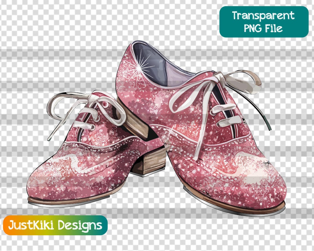 Pink Glitter Tap Shoes, Tap Dance PNG, Tap Dancing Clipart, Sublimation