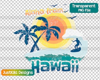 Hawaii PNG, Hawaiian Clip Art, Palm Trees, Surfing, Ocean Downloadable Sublimation File, Digital Download, Designer Commercial License