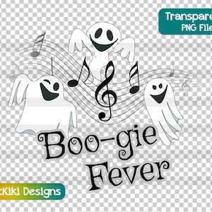 Niedliche Kinder Halloween PNG - Boo-gie Fever - Dancing Ghosts Clipart - digitaler Download - Sublimation Designs - kommerzielle Nutzung