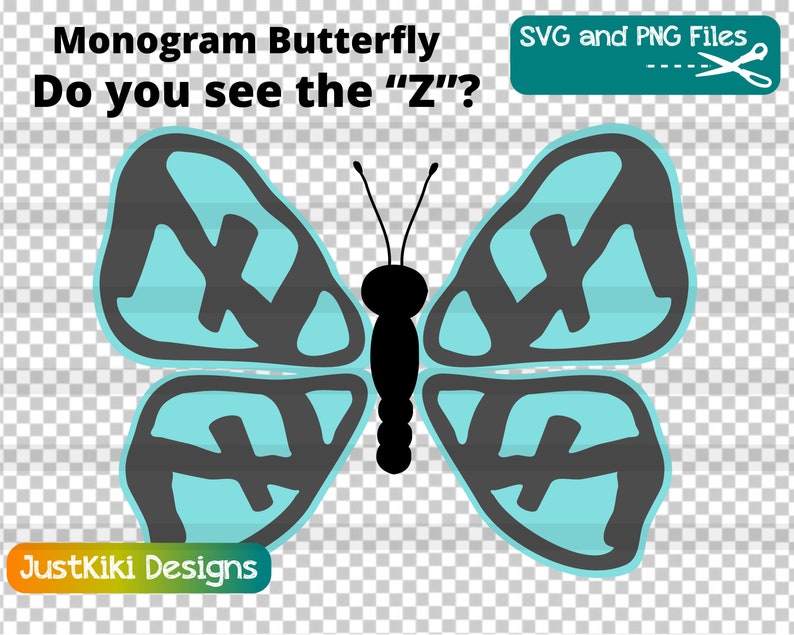 Butterfly Monogram SVG Z Initial PNG - Etsy